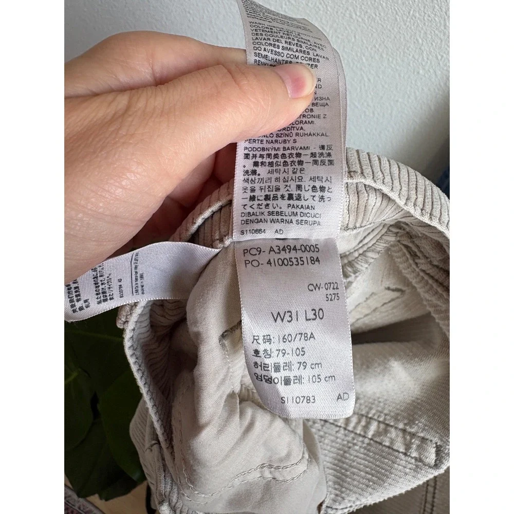 Levis Baggy Dad Corduroy Pants Tan Beige Mid Rise 31x30 Straight Leg